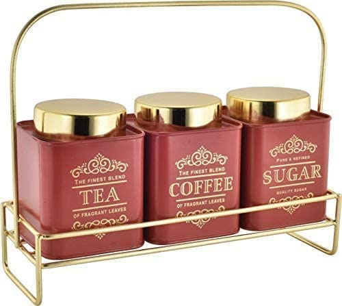 Red Tea Coffee Sugar With Stand